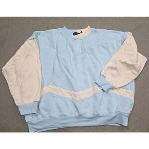 VTG 90s Active Elements Sweatshirt Sz 20W Blue and Cream Colorblock
